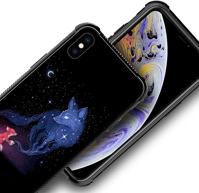 for iPhone X/Xs Case, Galaxy Fox Wolf Pattern Graphic Design Girl Boy Soft - Image 6