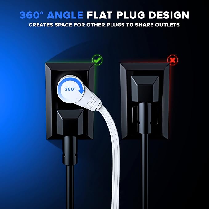 Maximm Cable 30 Ft 360° Rotating Flat Plug Extension Cord, 16/3 AWG Multi 3 - Image 7