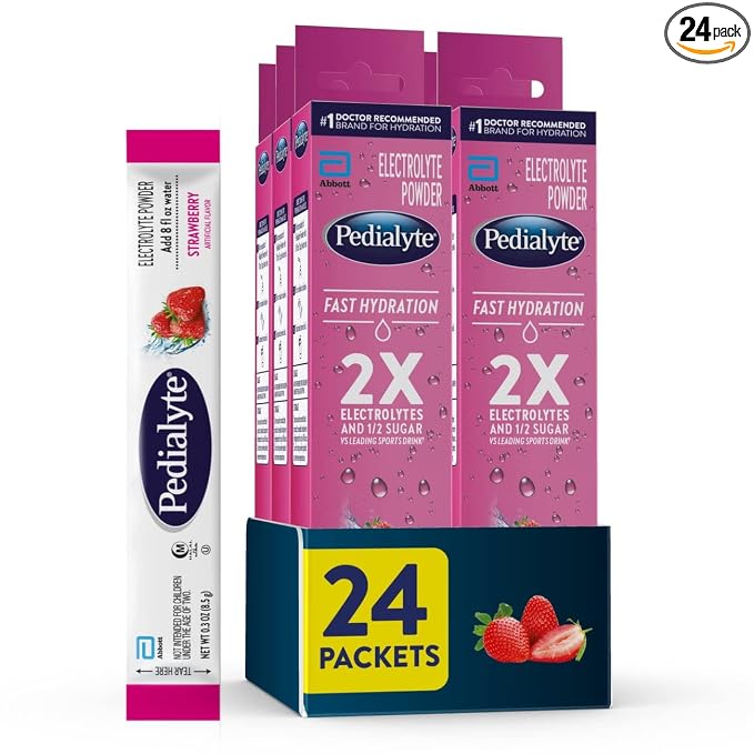 Pedialyte Fast Hydration Electrolyte Powder Packets, Strawberry, Hydration Drink by Pedialyte
