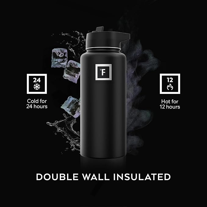 IRON °FLASK Camping & Hiking Hydration Flask - 32 oz Black Marquina - Image 4