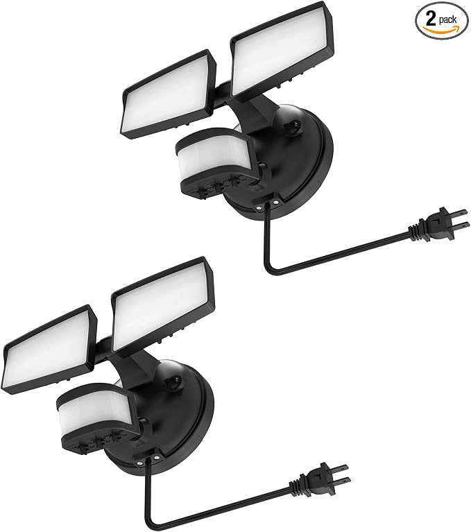 HALO Next Gen AC Plug & Cord LED Security Floodlight, Twin Head w/Motion Sensing by HALO