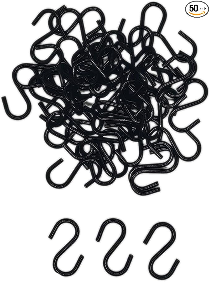 50pcs 1 Inch Black Iron Mini S Hooks Multipurpose Hangers by Unknown