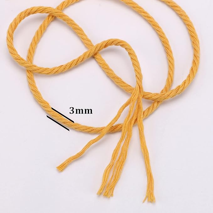 Yellowish Brown Macrame Cord 3mm x 109Yards, Colored Cotton Rope Craft Cord - Image 3