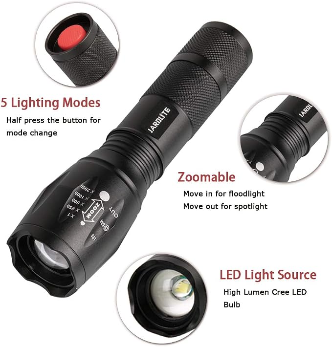 JARDLITE 8 Pack LED Emergency Handheld Flashlight, Adjustable Focus, Water - Image 4
