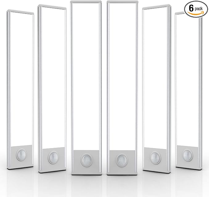 6 Pack Under Cabinet Lighting Wireless, 40 LED Rechargeable Battery Motion by BuyNow