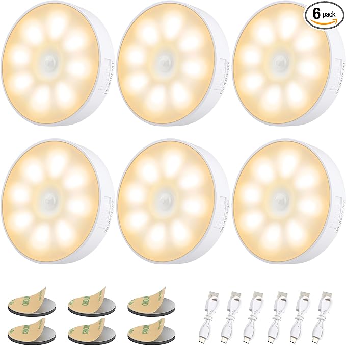 8 LEDs Motion Sensor Light Indoor, Night Light USB Rechargeable, 3 Light Modes by Electight