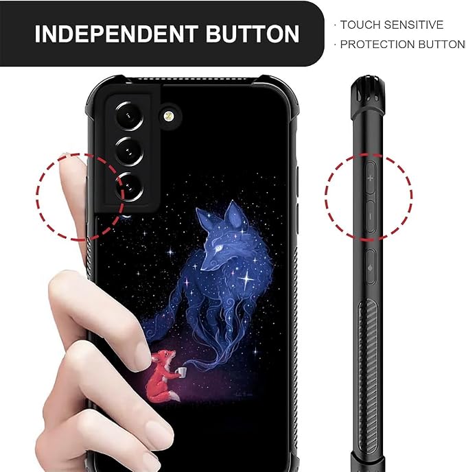 for Samsung Galaxy S21 Case, Galaxy Fox Wolf Pattern Graphic Design Girl Boy - Image 3