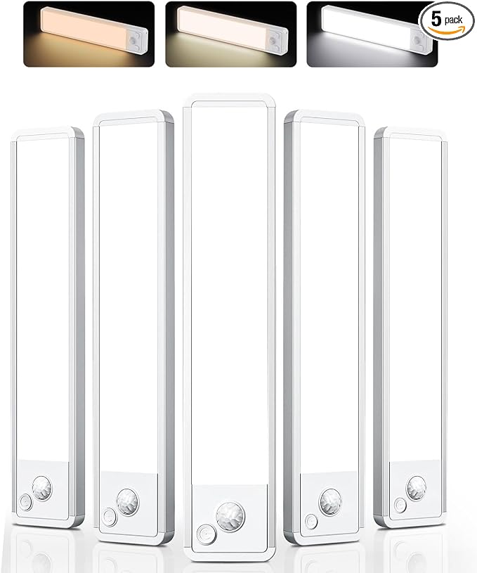 Under Cabinet Lighting: 8 Inch 3-Color Dimmable Rechargeable Motion Sensor by Vozuji