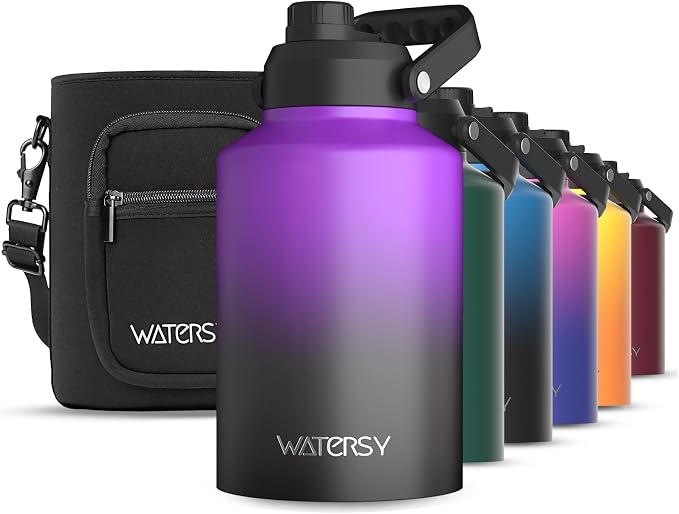 WATERSY 1 Gallon Water Bottle Insulated, BPA Free&Leak Proof, 128oz Stainless by Watersy