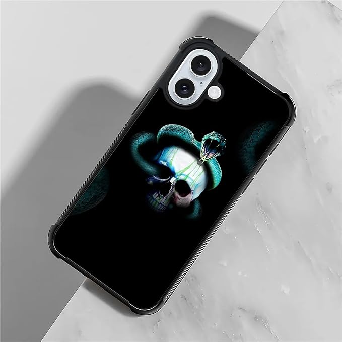 for iPhone 16 Case, Skeleton Winding Snake Pattern Graphic Design Girl Boy Soft - Image 5