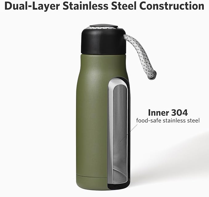 Small Water Bottle 12 oz, Dusgut Insulated Water Bottle, Stainless Steel - Image 4