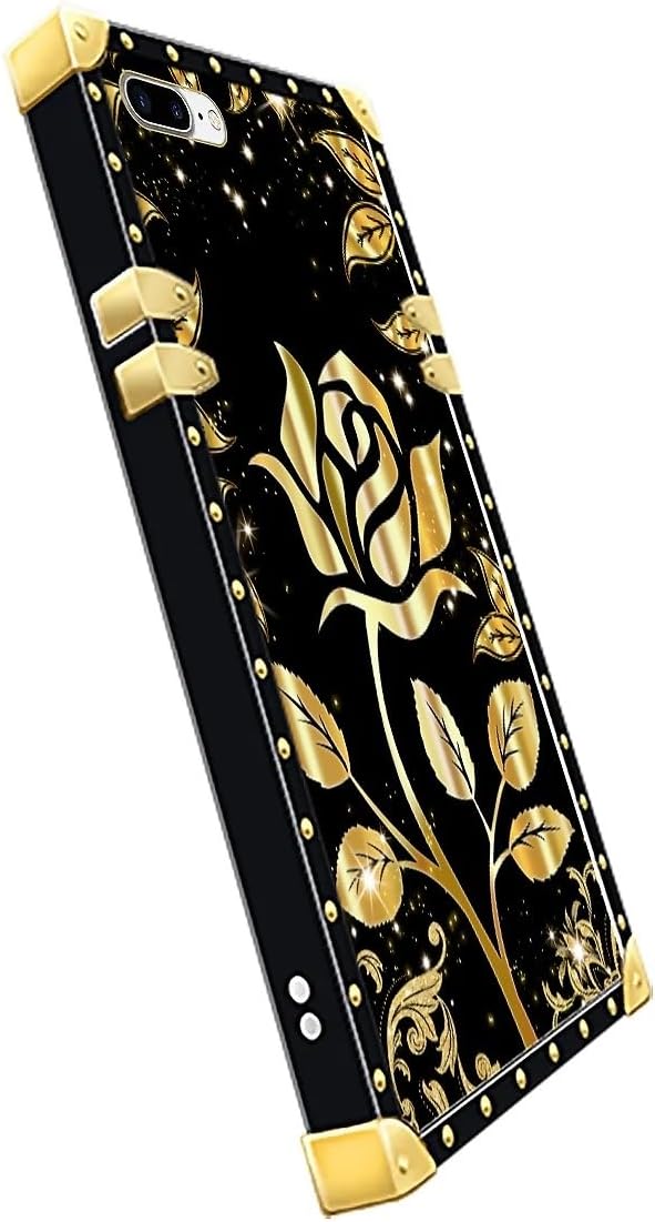 Compatible with iPhone 8 Plus 7 Plus Case, Shine Gold Rose Luxury Golden - Image 4