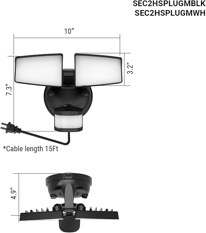 HALO Next Gen AC Plug & Cord LED Security Floodlight, Twin Head w/Motion Sensing - Image 2