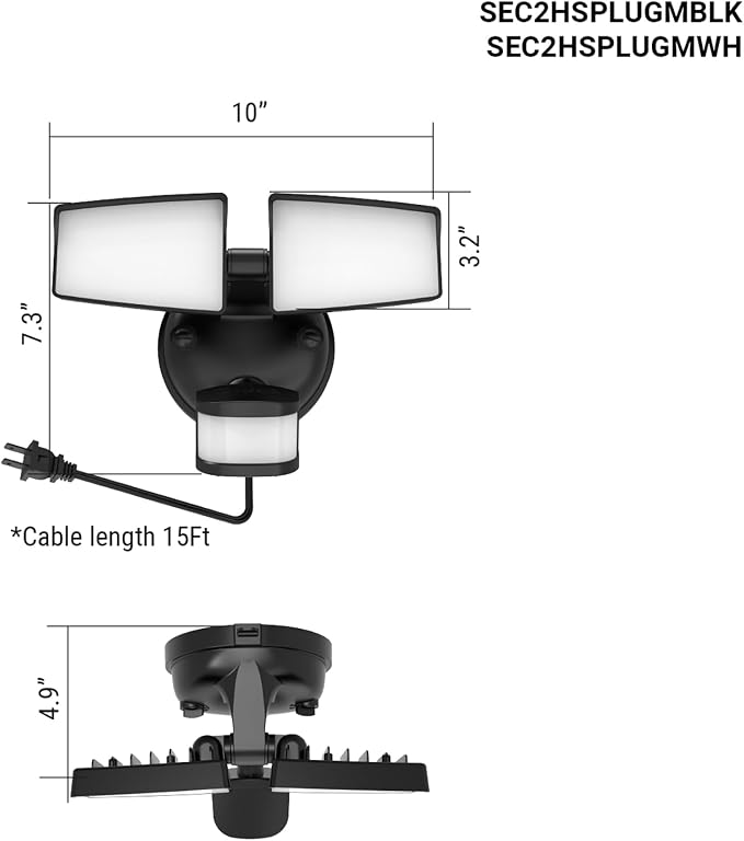 HALO Next Gen AC Plug & Cord LED Security Floodlight, Twin Head w/Motion Sensing - Image 2