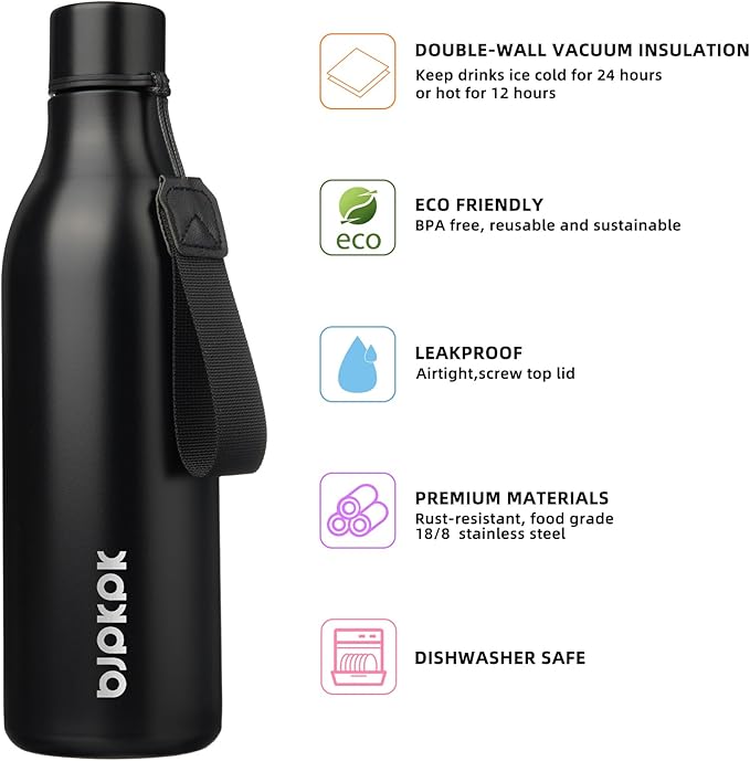 BJPKPK Insulated Water Bottles, 25 oz Stainless Steel Metal Water Bottle - Image 2