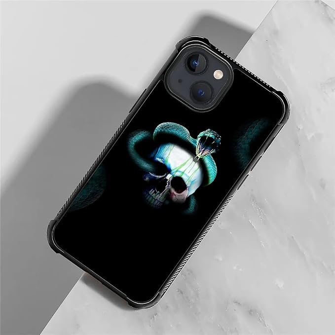 for iPhone 15 Case, Skeleton Winding Snake Pattern Graphic Design Girl Boy Soft - Image 3