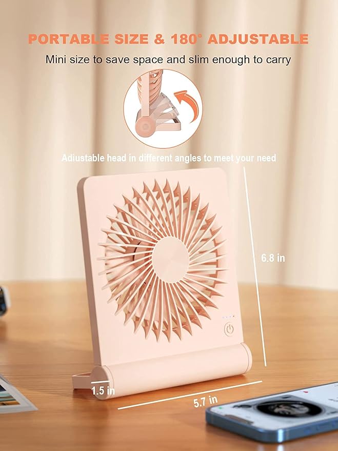 Small Desk Fan, Rechargeable USB Fan Battery Operated, Ultra Quiet, Strong Wind - Image 4
