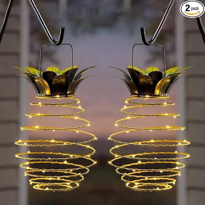 JHPGEOE 2 Pack Outdoor Solar Hanging Lantern Lights by JHPGEOE
