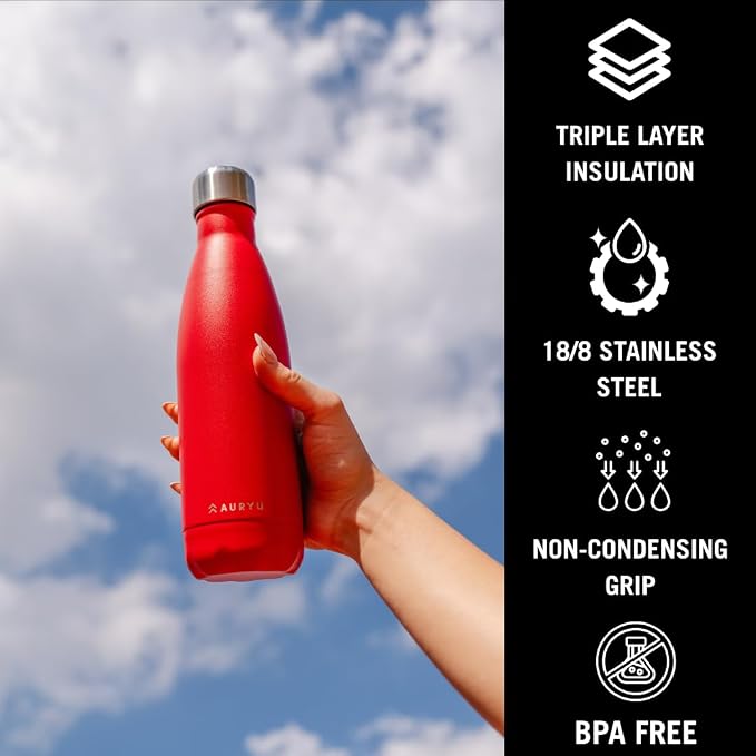 Triple-Walled Insulated Stainless Steel Water Bottle, 17oz Capacity, Keeps - Image 3