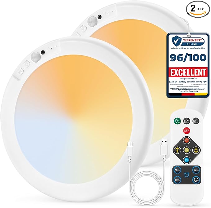 Combuh 2Pack Rechargeable Closet Lights Motion Sensored, Battery Powered Shower by Combuh