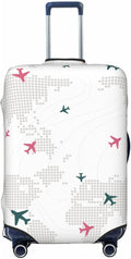 Luggage Cover with World Map and Airplane Print, Elastic Travel Suitcase by XBFCDN