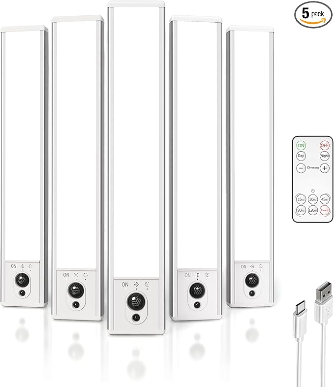 EZVALO 5-Pack Under Cabinet Lighting, 2400mAh Motion Sensor Light, LED Closet by EZVALO