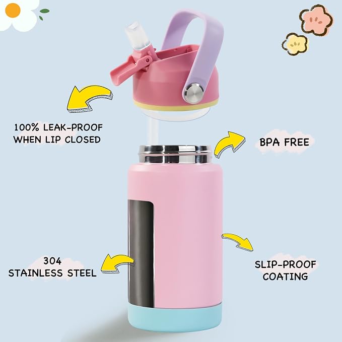 Kerilyn 12oz Kids Water Bottle 2 Pack, Stainless Steel Insulated Water Bottle - Image 2