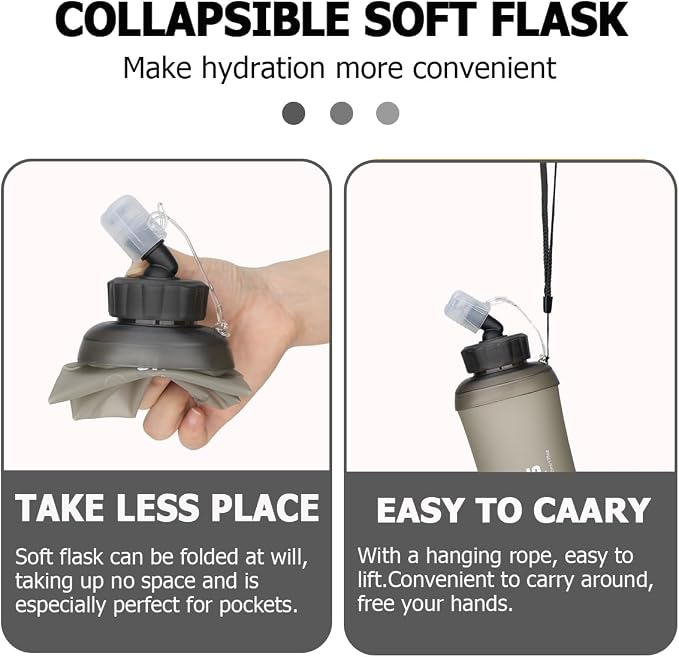 WRELS 350ml/500ml TPU Soft Water Bottles BPA Free Collapsible Soft Flask - Image 5