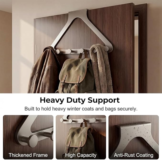 Over-The-Door Hanger Organizer, 2026 New Modern Over Door Hook, Heavy Duty Door - Image 3