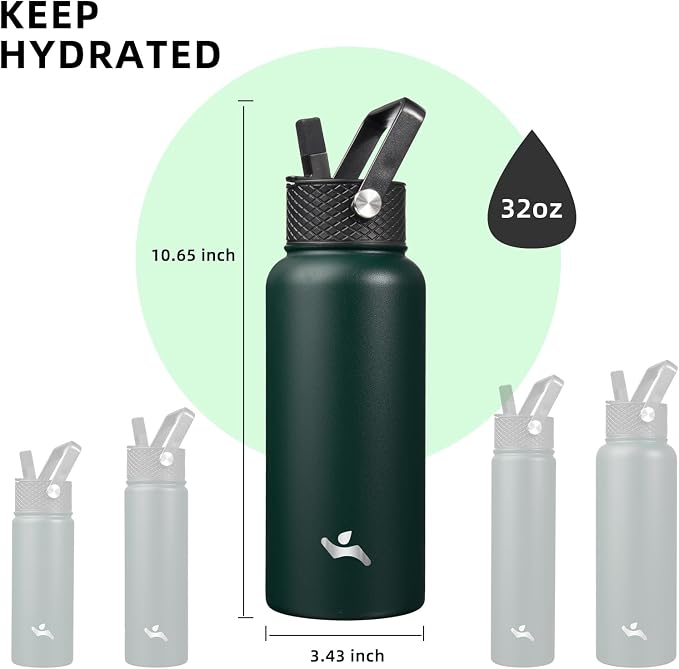 Konokyo 32 oz Insulated Water Bottle Stainless Steel Sport Bottles - Image 5