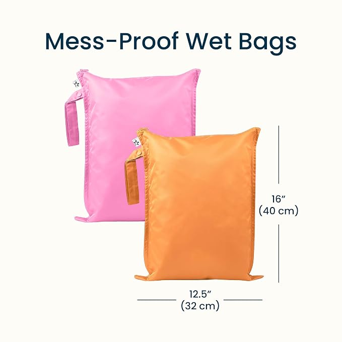 Tiny Twinkle Mess Proof Wet Bags | 2-Pack Reusable Waterproof Wet Bags - Image 4