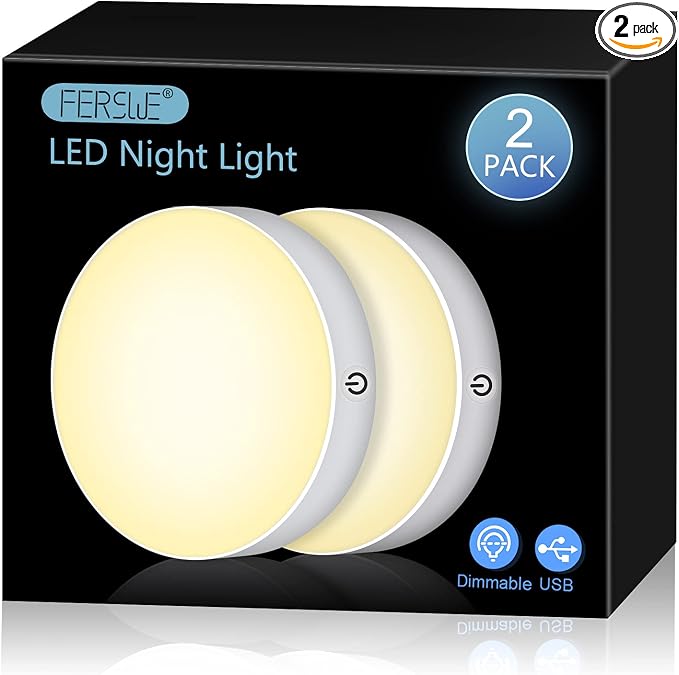 Ferswe Dimmable Touch Lights, 3000K Rechargeable Tap Light by FERSWE