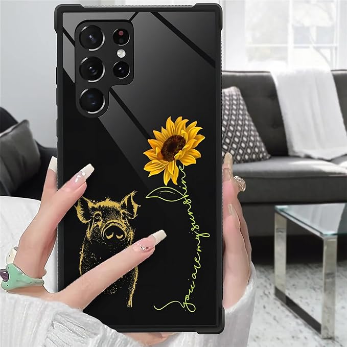 for Samsung Galaxy S23 Ultra Case, Pig Sunflower Yellow Sunshine Pattern - Image 7