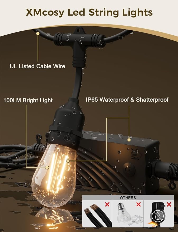 XMCOSY+ Outdoor String Lights, Smart Patio Lights 72.5Ft, APP WiFi Control - Image 5