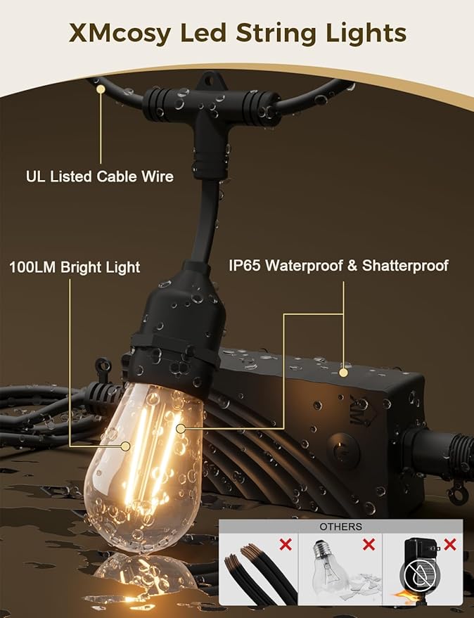 XMCOSY+ Smart Patio Lights 49Ft LED Outdoor String Lights Waterproof IP65 - Image 5