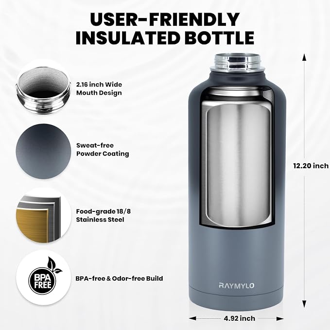 RAYMYLO Insulated Water Bottle 87 oz, Triple Wall Vacuum Stainless Steel - Image 5