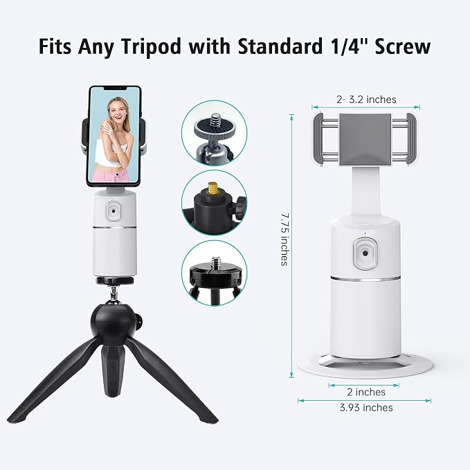 camrola Auto Face Tracking Phone Holder, No App Required, 360° Rotation Face - Image 6