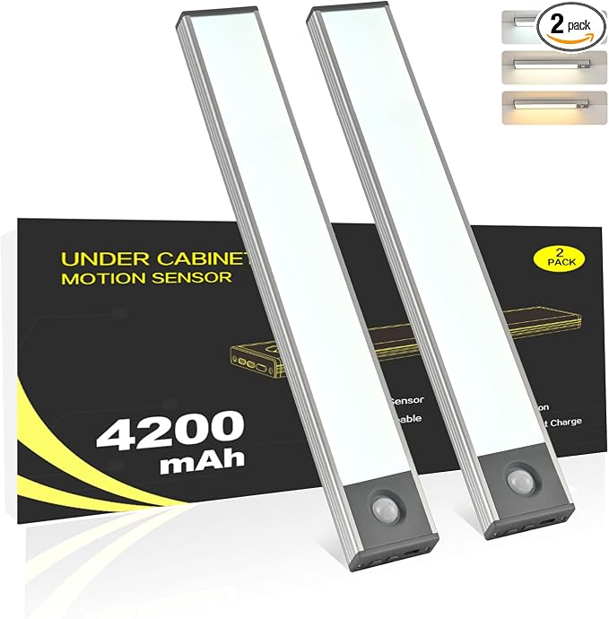 Under Cabinet Lighting, 4200mAh Motion Sensor Light Indoor, 3 Color Temp by FLAMWILD