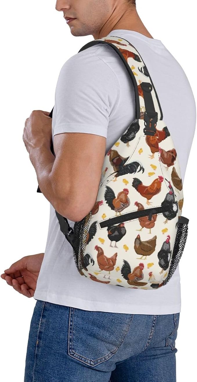 Funny Rooster Print Crossbody Sling Bags - Image 7