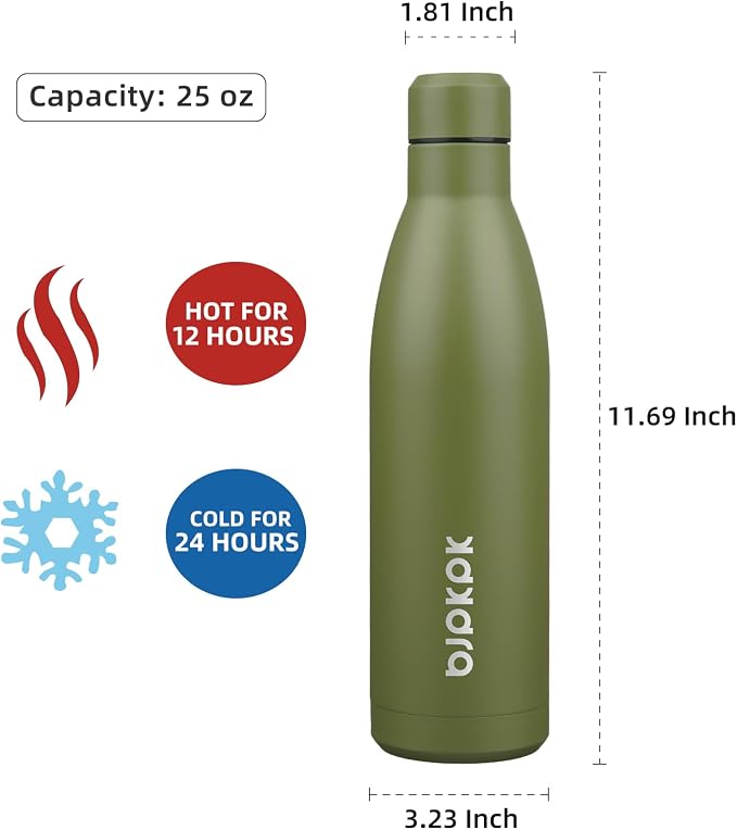 BJPKPK 25oz Insulated Water Bottle Double Wall Vacuum Insulated Stainless Steel - Image 2