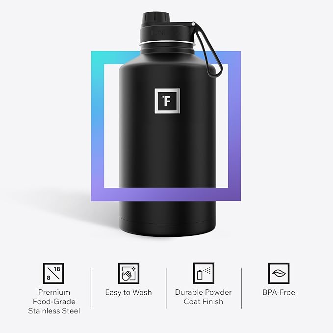 IRON °FLASK Camping & Hiking Hydration Flask - 64 oz Sky - Image 5