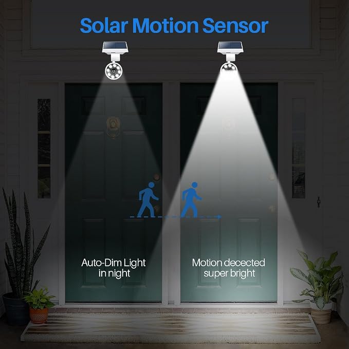 Solar Motion Sensor Light Outdoor of 2, Motion Sensor Solar Lights Aluminum - Image 2