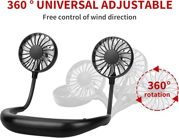 Portable Neck Fan Rechargeable Personal Hand-Free Fan Mini USB Wearable - Image 2