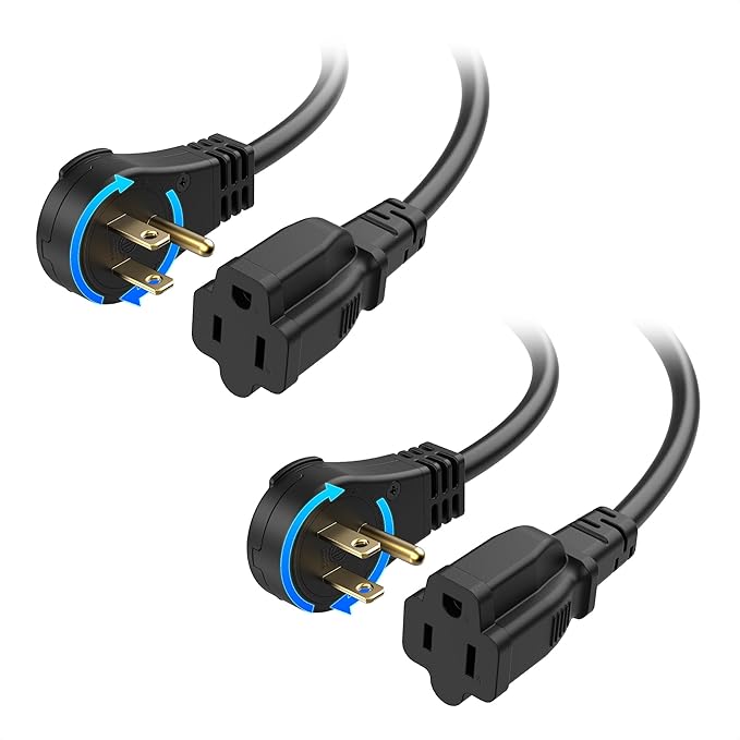 Cable Matters 2-Pack 16 AWG 360° Rotating Flat Plug Short Extension Cord - 1ft by CableMatters