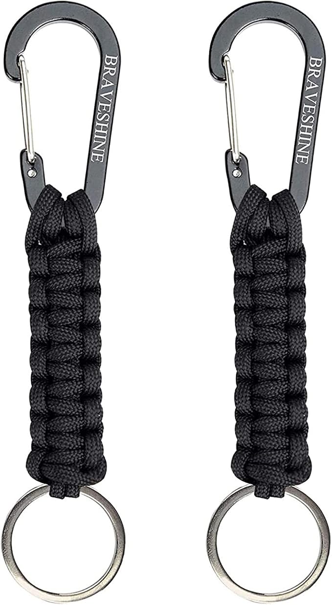 BRAVESHINE Paracord Keychain Carabiner Clip, D Ring Lanyard Hanger Stroller Hook by BRAVESHINE