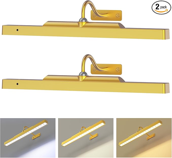 Picture Light Gold 2Pack, 5000mAh Battery Opertated Cordless Picture Lights by Craftersmark