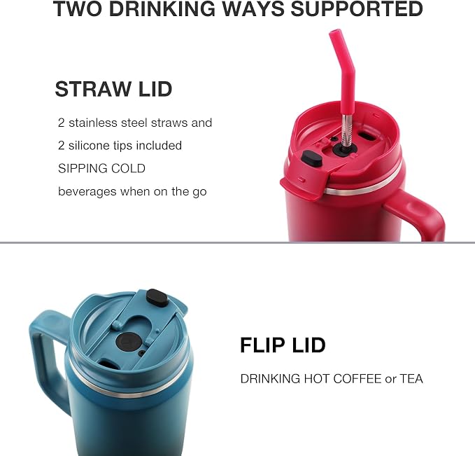 EALGRO 50 oz Tumbler with Handle, Insulated Tumblers with Lid and Straw - Image 2