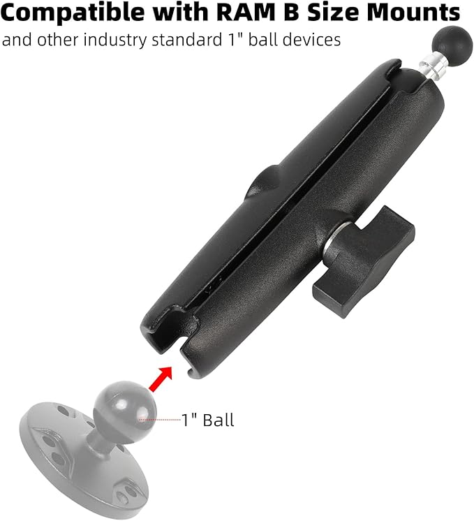 1" to 17mm Ball Adapter with 5.9" Long Double Socket Arm, Compatible with RAM B - Image 3