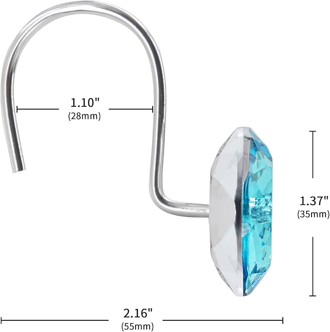 MitoVilla Teal Blue Shower Curtain Hooks Rings, Metal Shower Hooks - Image 5