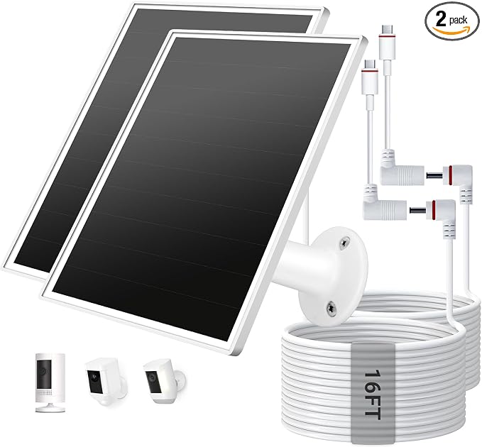 2 Pack Solar Panel for Ring Camera, 6W Solar Charger by Unknown
